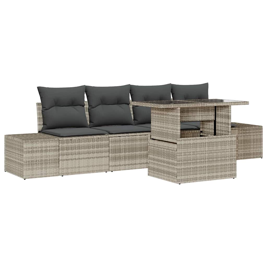 Garten-Sofa-Set 5 pcs Hellgrau und Dunkelgrau 100 x 55 x 73 cm